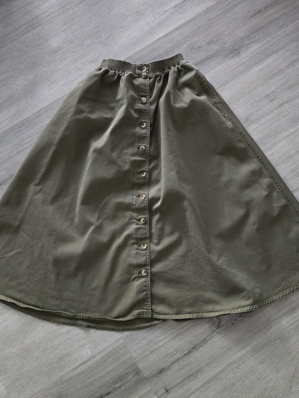 Liz Claiborne | Olive Green Khaki Button-Front A-Line Skirt | Size Small